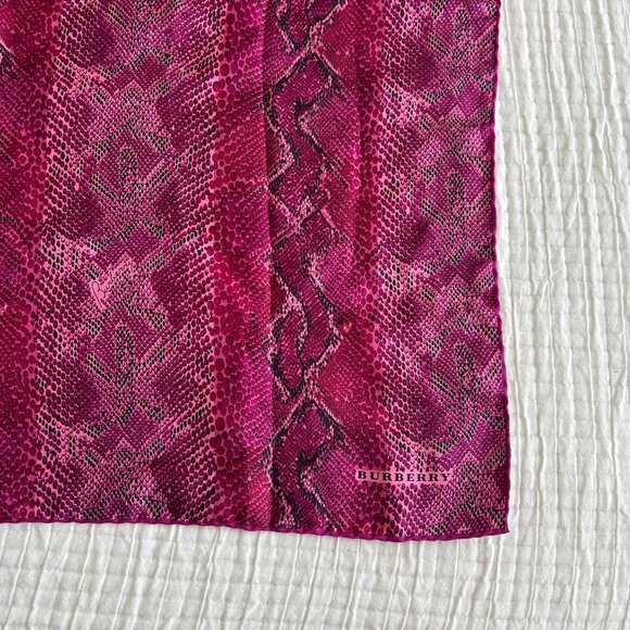Burberry Pink Snakeskin Animal Print Silk Square Scarf - Picture 2 of 7